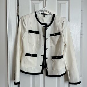 White House | Black Market ivory blazer with black detail. Size 6.